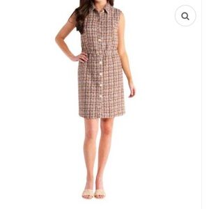 NWT- S’edge- size small tweed jumper. Elastic waist with brass buttons in front